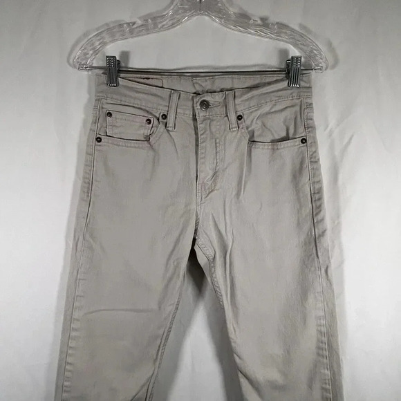 Levi's 502 Jeans 28x30 White Grey Cotton Blend Button Zip Pockets Strauss - Picture 2 of 11